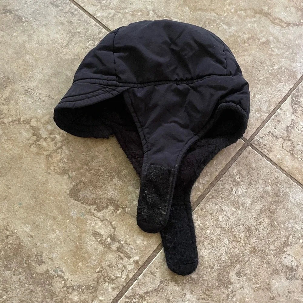 Turtle Fur Big Sky Montana Black Trapper Hat Fleece Lined Ear Flaps S/M